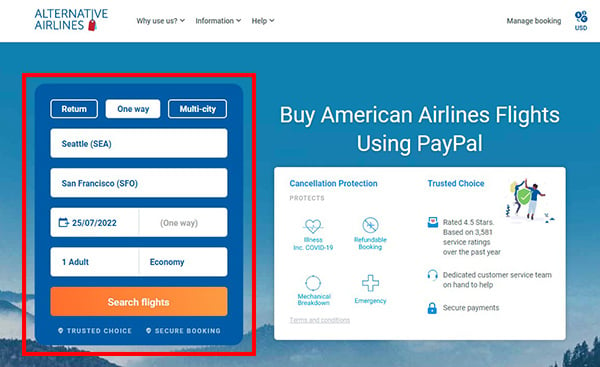 American Airlines and PayPal - Step 1