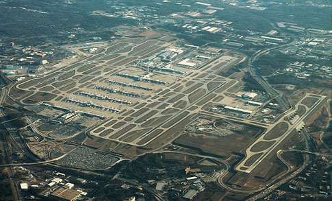 Atlanta Airport runways and airport from a birds eye view