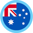 Australia flag round blue border