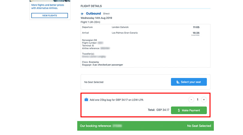 vueling adding baggage after booking