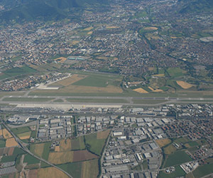 Bergamo airport aerial photo