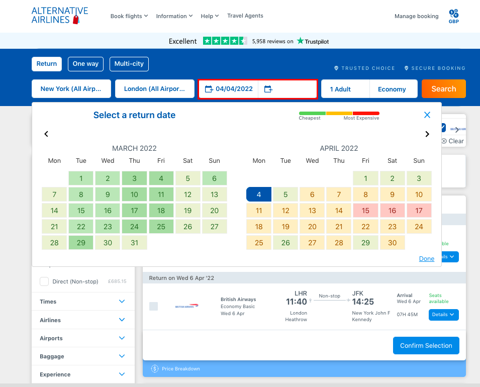 Best Fare Finder step 3: use the best fare finder tool to change your travel dates to compare flights