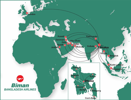 biman airlines route map