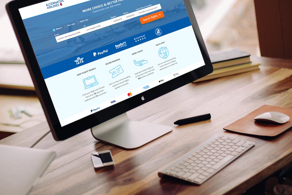 screenshot of Alternative Airlines homepage on desktopsite