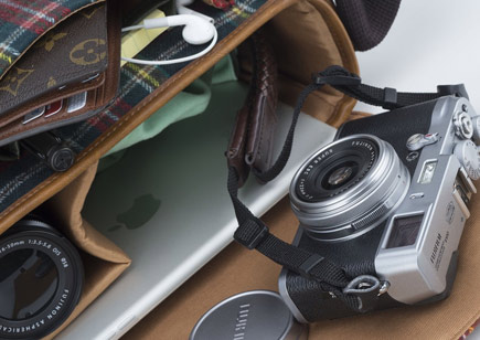 Camera in carry-on bag