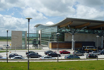 cork airport exterior shot showing modern glass building