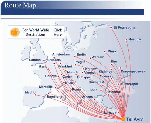 El Al Israel Airlines route map - Europe