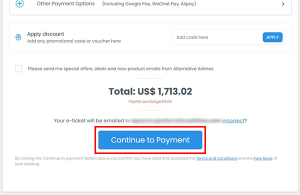 Step 4 - Click the Continue to Payment button