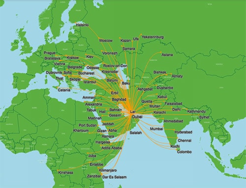 Flydubai карта полетов