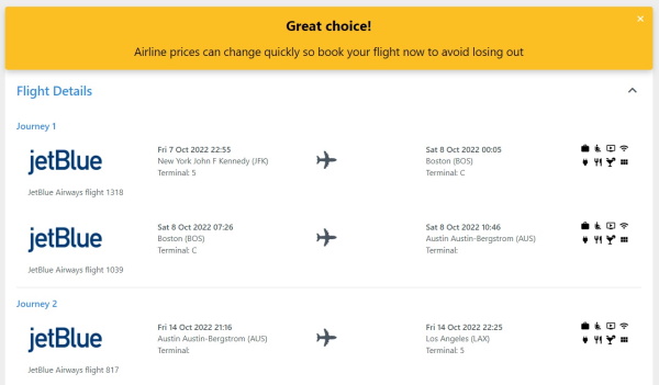 Step 3 - How to book multi-city JetBlue flights