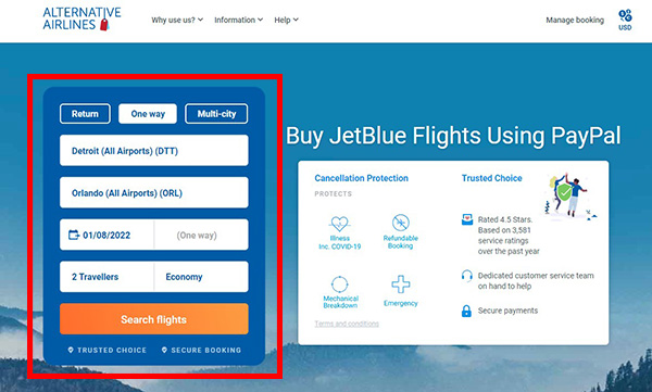 JetBlue and PayPal - Step 1