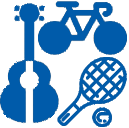 guitar, bike sports equipment icon