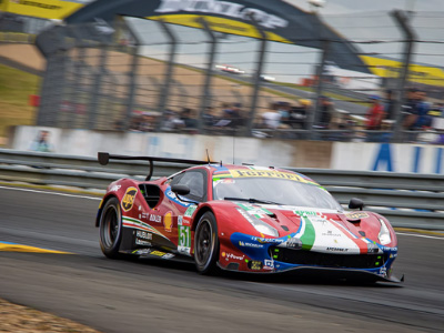 Ferarri racing car at the Le Mans 24 hour race