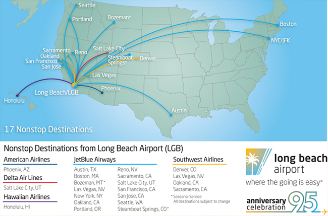 airline route map to/from LGB