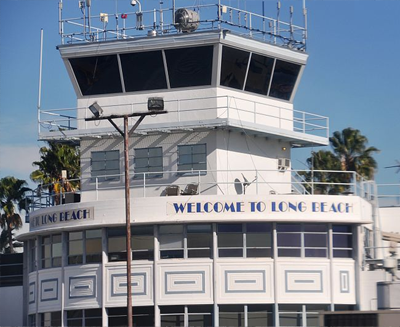 close up of long beach airport tower