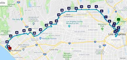 los angeles route map