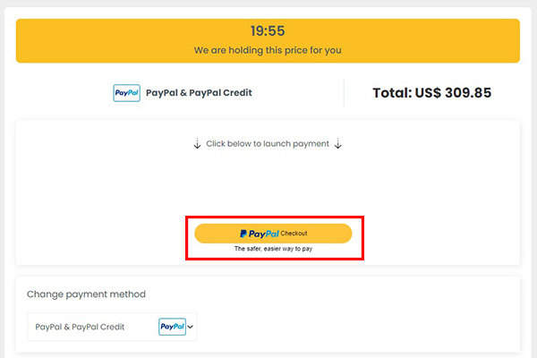 Step 5 - Click the 'PayPal Checkout' button to proceed
