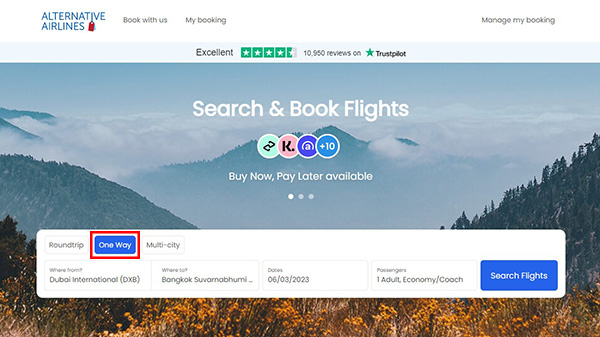 Step 1 - How to book one way flights to Thailand