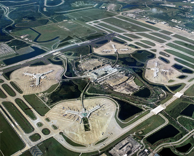 Birds eye view of the airport