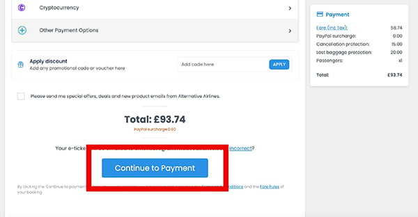 Step 4 - Continue to payment