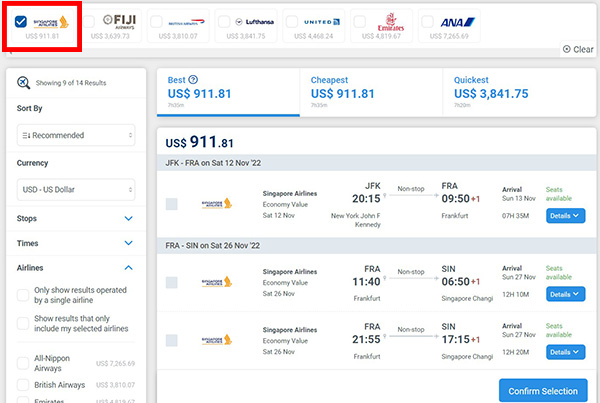 Step 2 - How to book multi-city Singapore Airlines flights