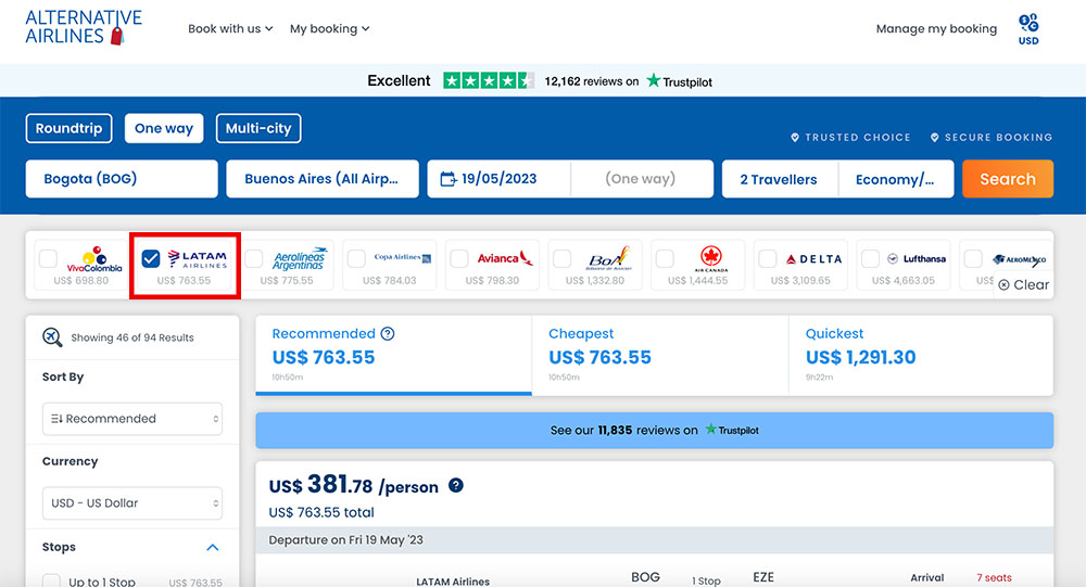 Step 2 - select Latam Airlines as your preferred payment option