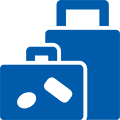 blue suitcases flat blue icon