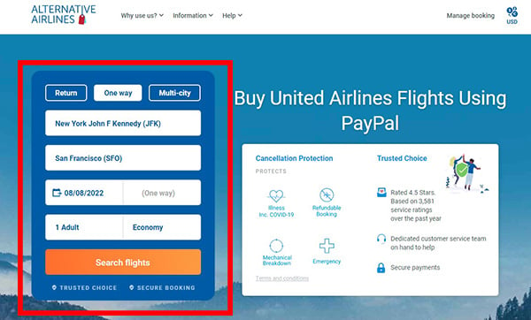 United Airlines and PayPal - Step 1