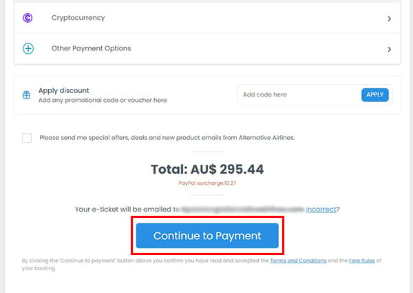 Step 4 - Click the Continue to Payment button